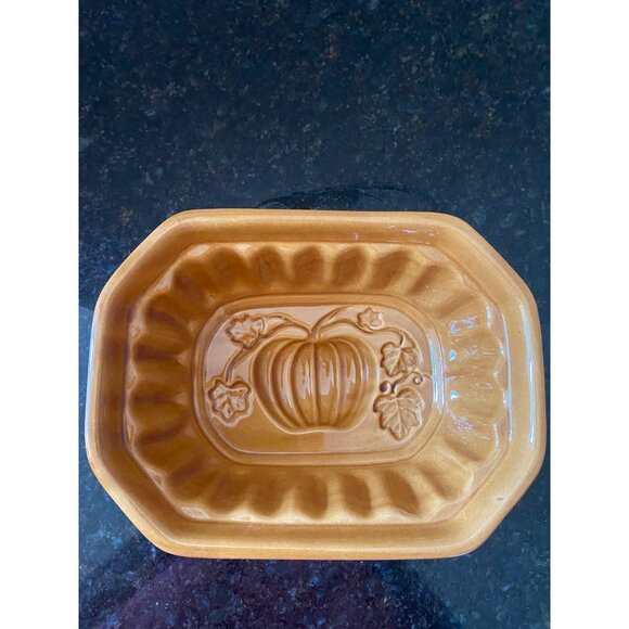 Crate & Barrel 9" Wide Ceramic Pumpkin Baking Mold - Picture 1 of 8